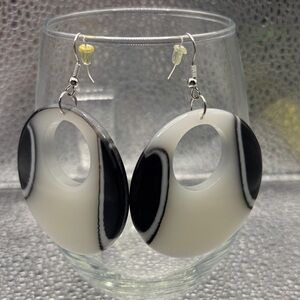 Monochrome Circle Drop Earrings